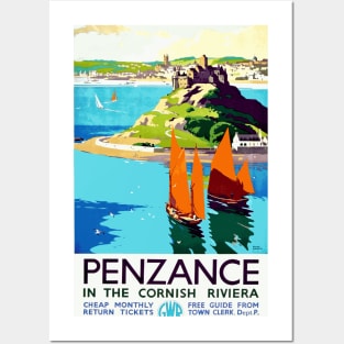 Penzance in the Cornish Riviera - Vintage British Travel Poster Art Posters and Art